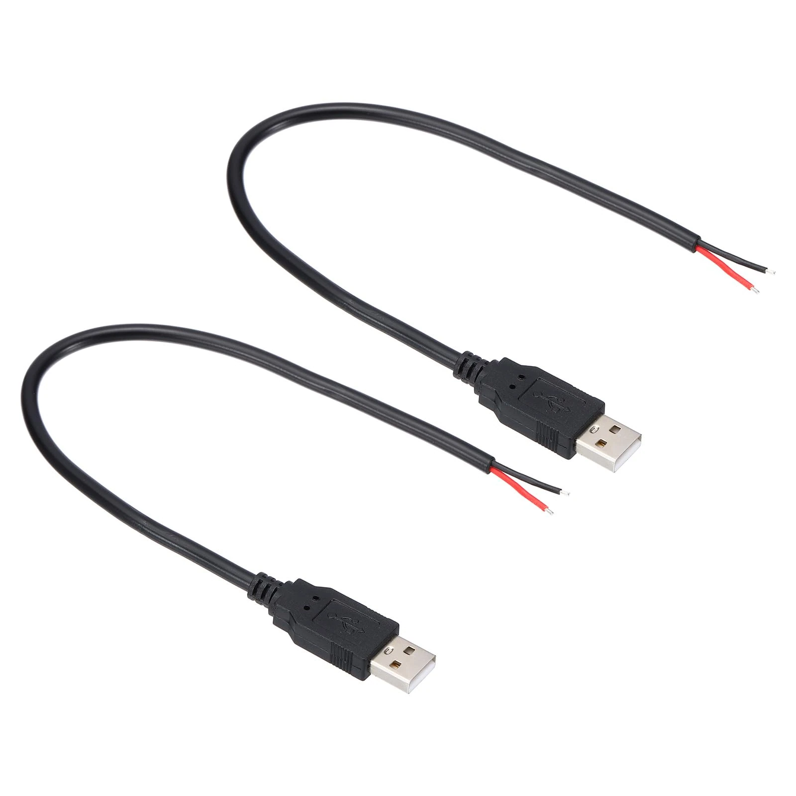 Patikil 0.3M/1Ft USB 2.0 A Male Plug Bare Wire Cable, 2 Pcs 18AWG 5V 5A USB A Plug to 2 Pin Bare Wire Open End Connector for DIY Equipment Repair