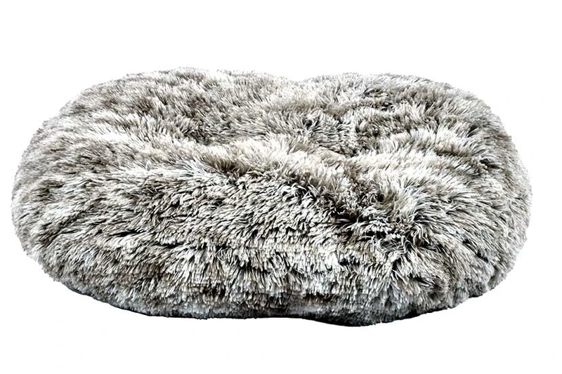 Bobby Poilu Extra Soft Plush Dog Cushion, Non Slip Donut for Dogs and Cats, Machine Washable, Black/White, 103 x 72 x 20 cm