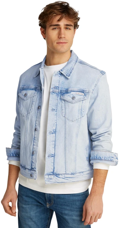 Calvin Klein Men’s Slim Fit Denim Jacket, Blue (Denim Light), XL