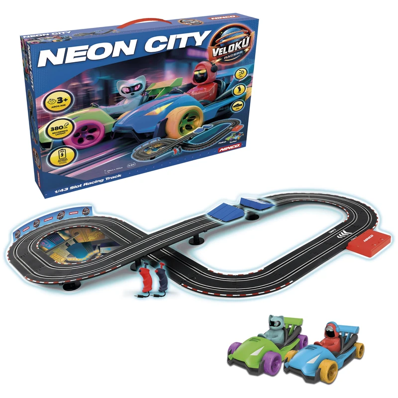 Ninco - Slot Circuit | Velokú Racers City, Children's Car Circuit with 380 cm Track, Fun Vehicles with Lights and 2 Characters, Designed for Children From 3 Years Old (91021) - Image 1