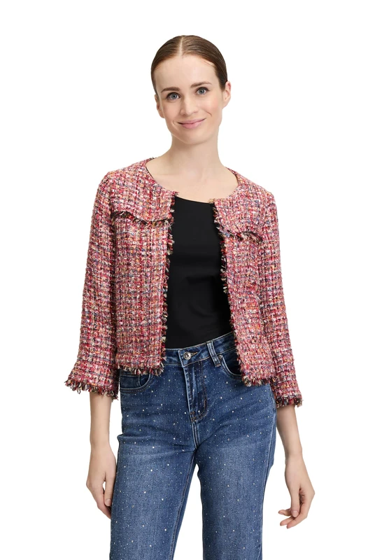 Cartoon Women's Fringed Tweed Blazer, Rose/Pink, 8
