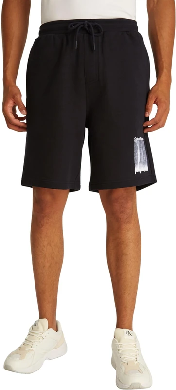 Calvin Klein Men’s Brush Stroke Graphic Cotton Sweat Shorts, Black (Ck Black), XL - Image 1