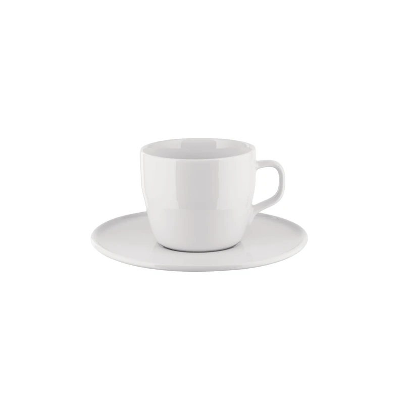 Alessi Itsumo NF07/78S - Designer One Tea Cup Set with Saucer, Everyday Use, Minimalist Aesthetic, in White Porcelain, Diameter 16 cm