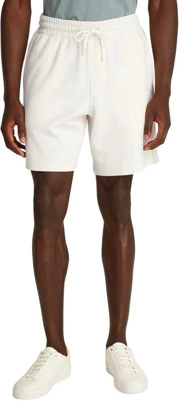 Calvin Klein Men’s Logo Tape Relaxed Fit Sweat Shorts, Beige (Tofu), XXL
