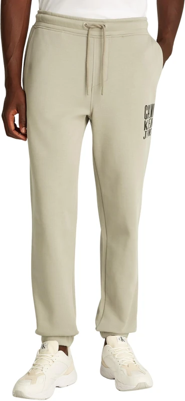 Calvin Klein Men’s Painted Cotton Jogging Bottoms, Beige (Laurel Oak), XS