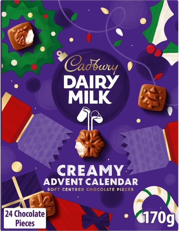 Cadbury Dairy Milk Advent Calendar, Soft Centred Chocolate Pieces, Perfect for your Christmas Countdown, 170g (Pack of 1)