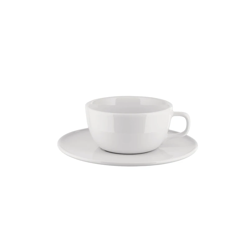 Alessi Itsumo NF07/87S - Designer One Drip Coffee Cup Set with Saucer, Everyday Use, Minimalist Aesthetic, in White Porcelain, Diameter 15 cm