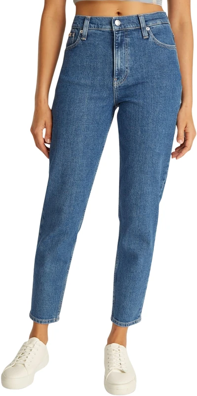 Calvin Klein Women's High Waist Mom Jeans, Blue (Denim Medium), 34W/24L