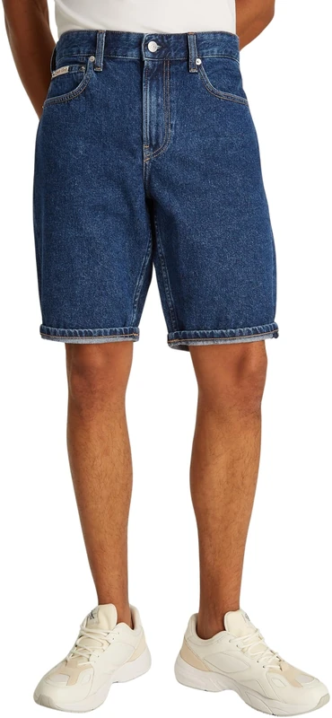 Calvin Klein Men’s Regular Cotton Denim Shorts, Blue (Denim Dark), 29W