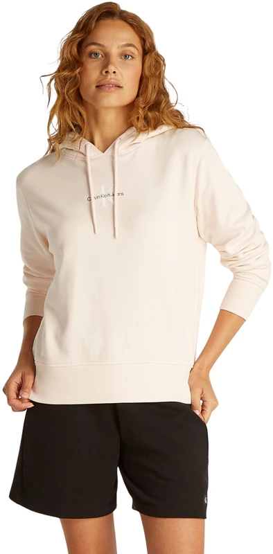 Calvin Klein Women's Monologo Hoodie, Pink (Silver Peony), XS