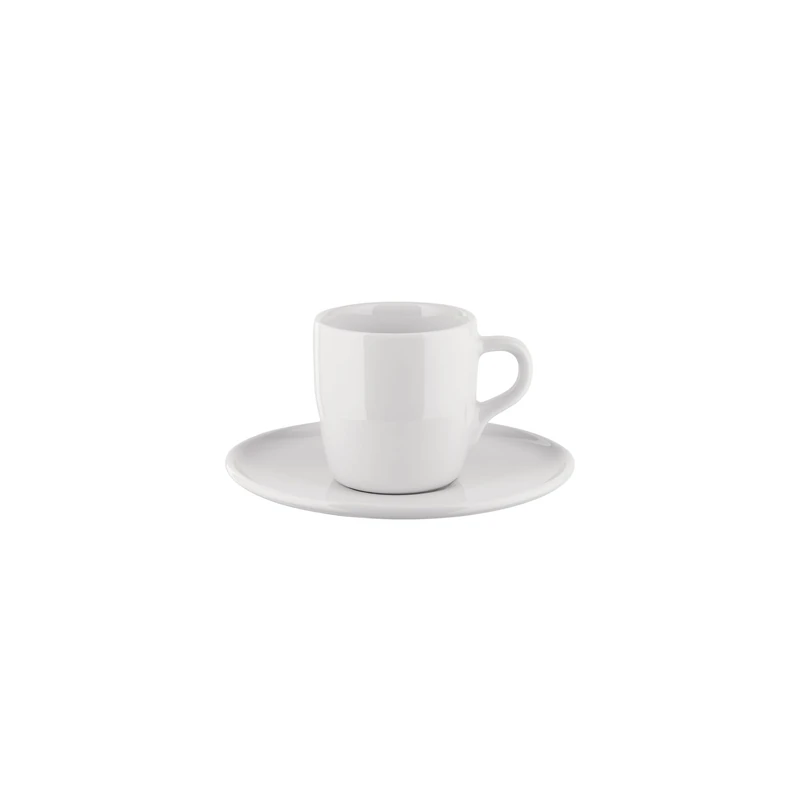 Alessi Itsumo NF07/76S - Designer Coffee Cup Set with Saucer, Everyday Use, Minimalist Aesthetic, in White Porcelain, Diameter 12.5 cm