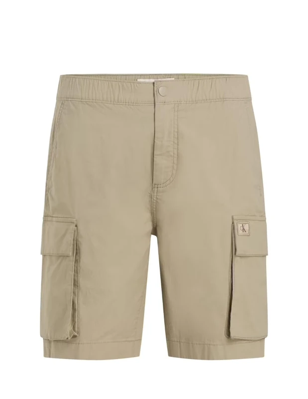 Calvin Klein Men’s Washed Cargo Shorts with Elasticated Waistband, Beige (Stone Gray), 34W