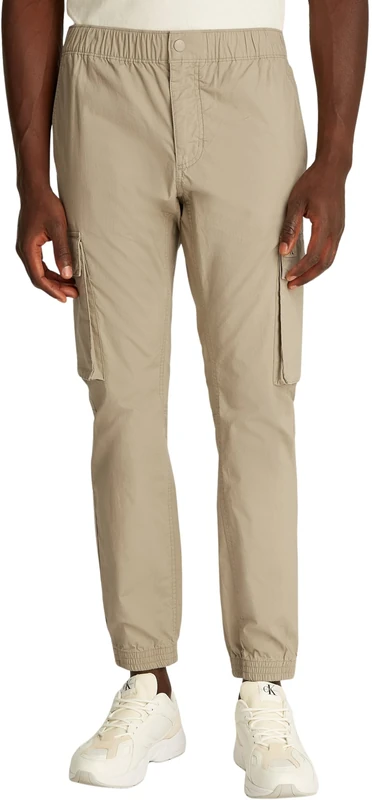 Calvin Klein Men’s Skinny Fit Cargo Trousers, Beige (Stone Gray), 28W