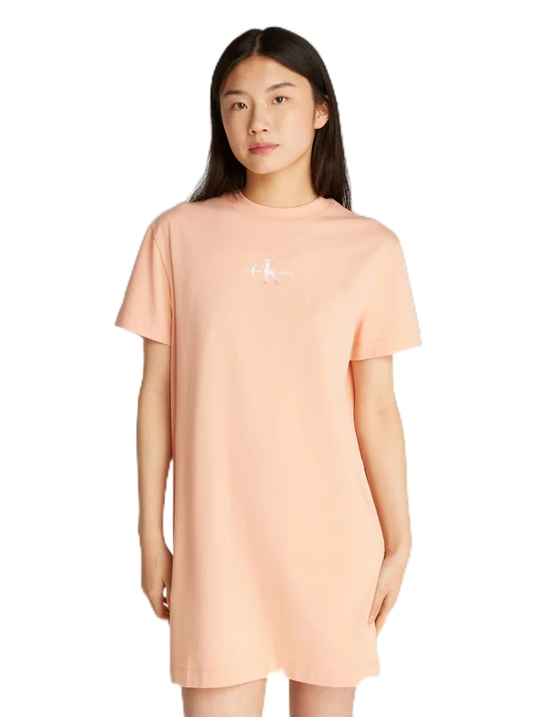 Calvin Klein Women’s Gradient Monologo Short T-Shirt Dress, Orange (Dusty Coral), M
