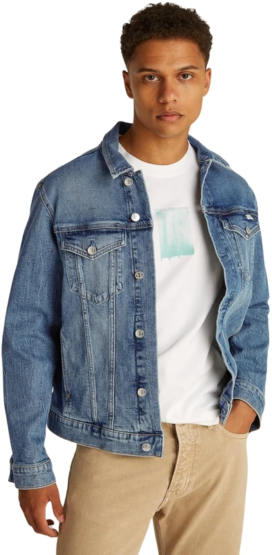 Calvin Klein Men’s Slim Fit Denim Jacket, Blue (Denim Dark), XXL