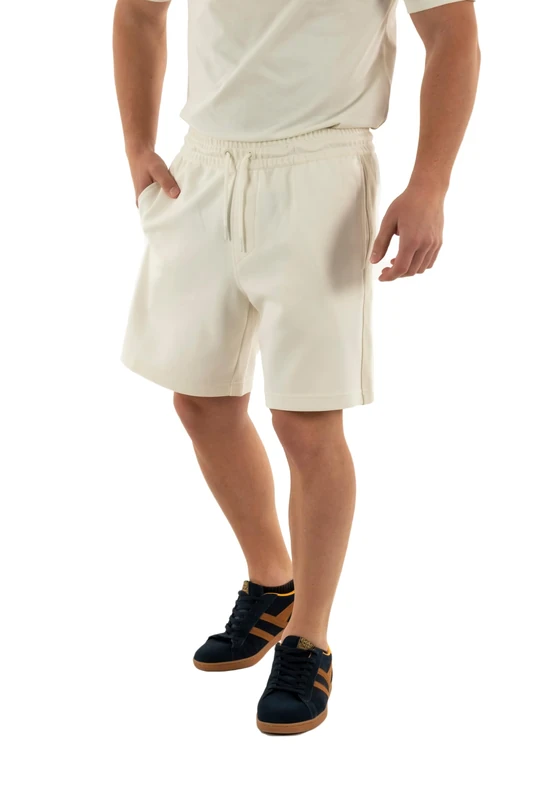 Calvin Klein Men’s Logo Tape Relaxed Fit Sweat Shorts, Beige (Tofu), L - Image 1