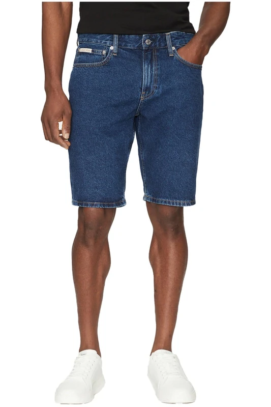 Calvin Klein Men’s Regular Cotton Denim Shorts, Blue (Denim Dark), 28W