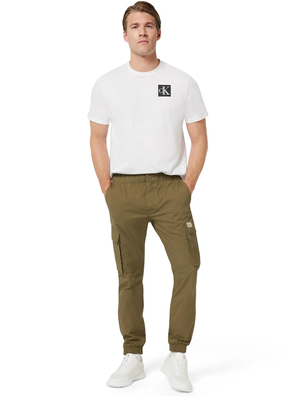 Calvin Klein Men’s Skinny Fit Cargo Trousers, Beige (Stone Gray), 33W