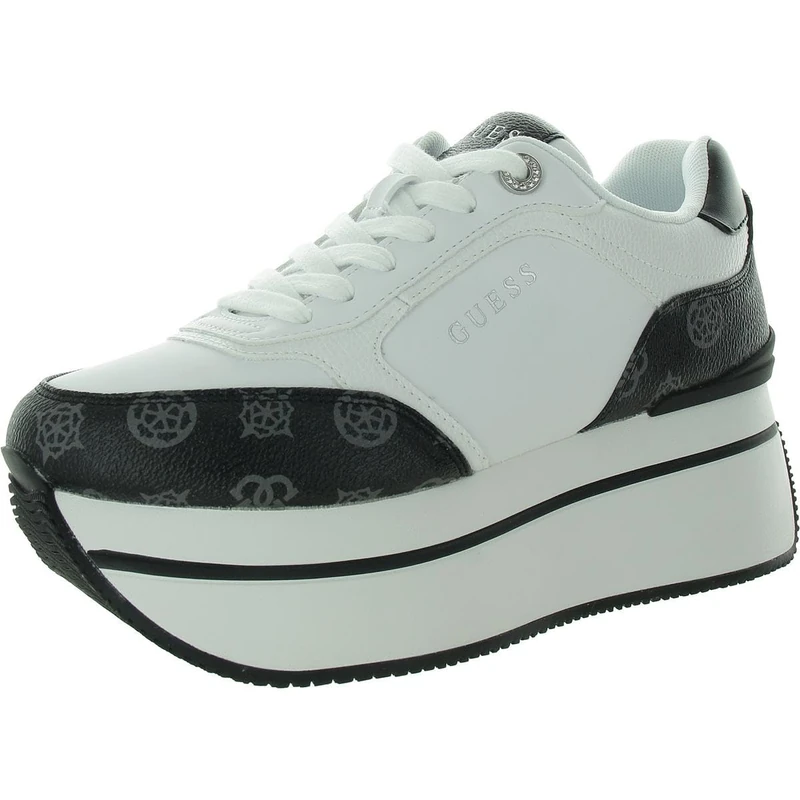 GUESS Women's Camrio Sneaker, White/Black Logo 142, 5.5 UK