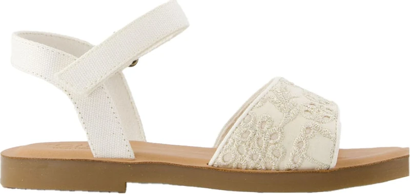 TOMS Girls Remi Wedge Sandal, Egret Botanical Eyelet, 3.5 UK