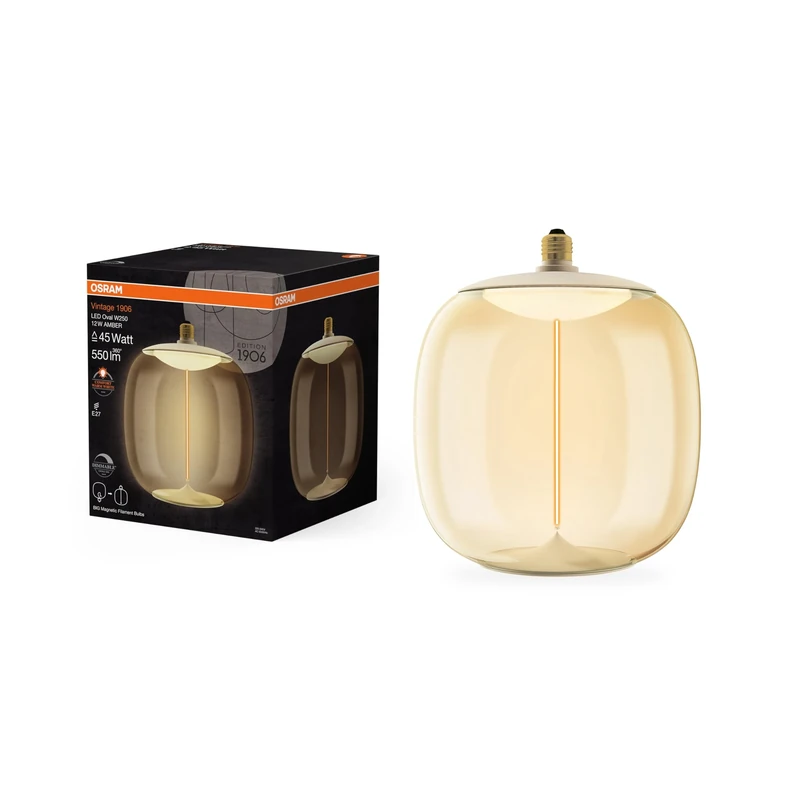 OSRAM LEDVANCE 836266 Vintage 1906 LED Classic Oval D250W FIL Amber 45 DIM 12W/818 E27 Hardware, Other Tools, Multicolor