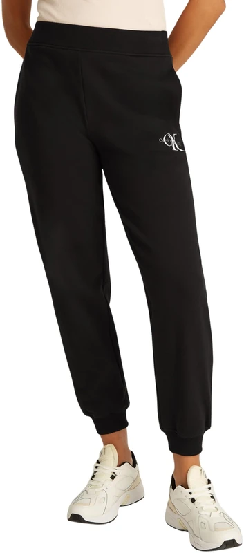 Calvin Klein Women's Monologo Jogging Bottoms with Elasticated Waistband, Black (Ck Black), XXL