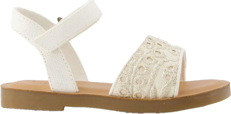 TOMS Girls Remi Wedge Sandal, Egret Botanical Eyelet, 7 UK