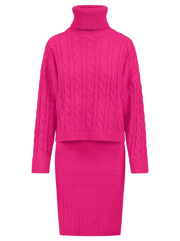 APART Fashion Women's Apart Strick-Set aus Einem Ärmllosen Kleid und Dress, Pink, 12