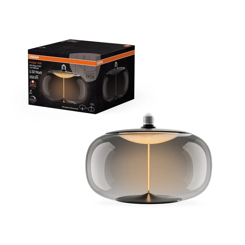 Vintage 1906 LED Classic Elipse D300P 42 FIL Smoke DIM 12W/818 E27