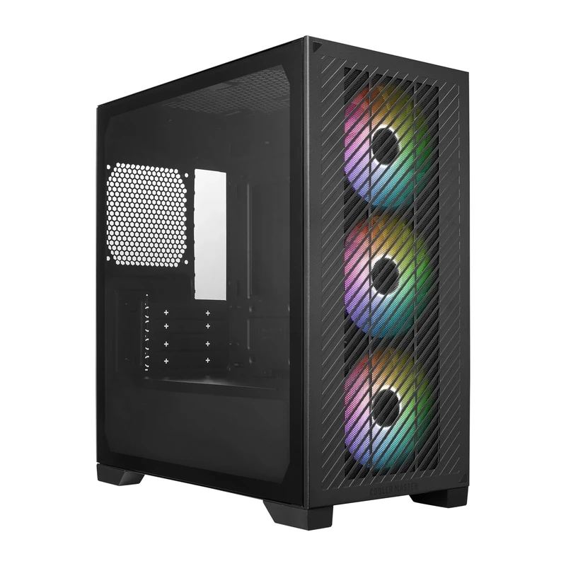 Cooler Master Elite 301 Micro-ATX High Airflow PC Case, 365mm GPU Max, 280mm AIO Max, Type C, Tempered Glass, Triple 120mm PWM Fan, Intakes Grill, Breathable PSU Shroud