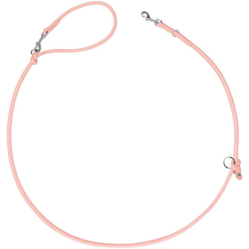 HUNTER SOHO Round Mini Adjustable Dog Lead Light Pink Cowhide 3-Way Adjustable Soft & Smooth Lightweight & Robust for Small Dogs and Puppies Made in Germany Size: 8/200