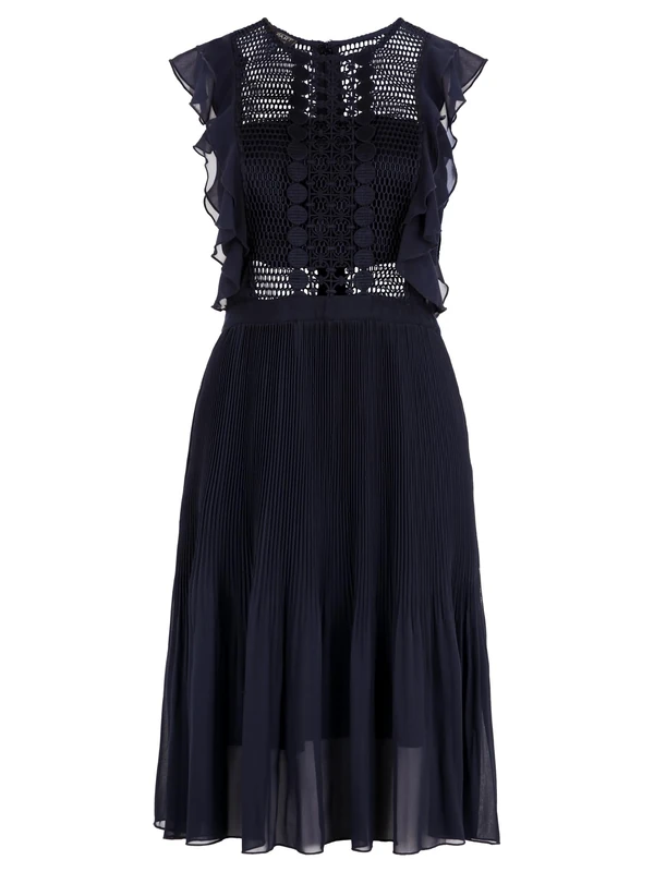 APART Fashion Women's Apart Cocktailkleid Kleid aus Semitransparentem Cocktail Dress, Midnight Blue, 16