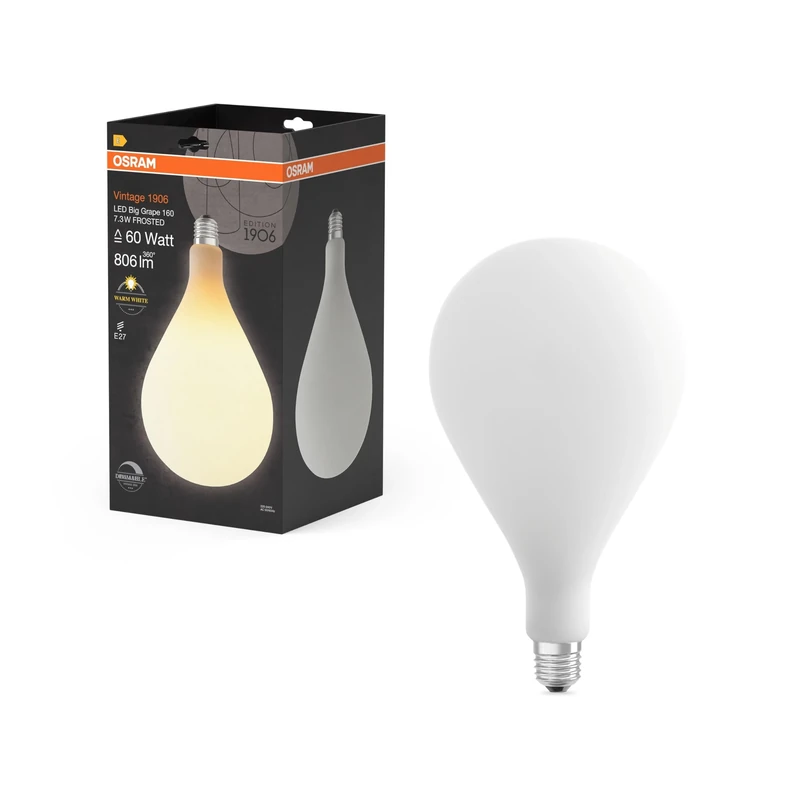 OSRAM LEDVANCE 836228 Vintage 1906 LED Big Grape DIM 7,3W/827 230V Milky E27 Hardware, Other Tools, Multicolor