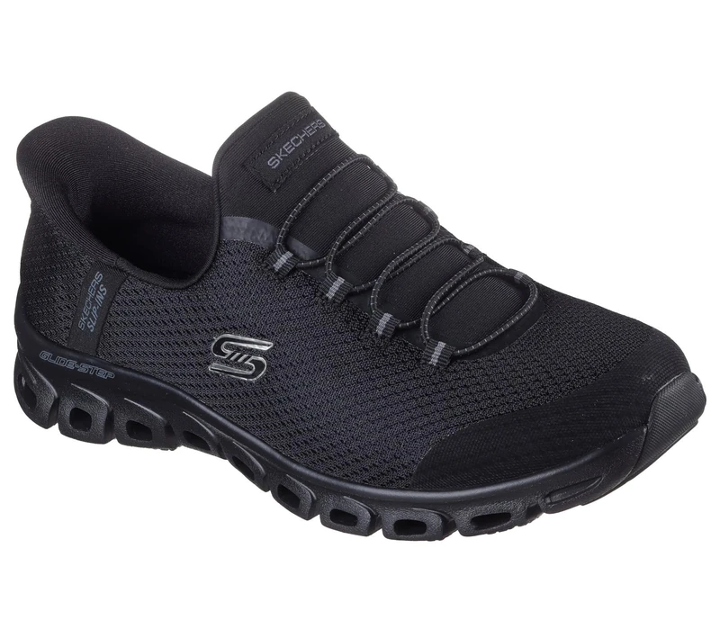 Skechers Women's Glide-Step Pursuit Slip-On Sneakers, Black Mesh, 8 UK