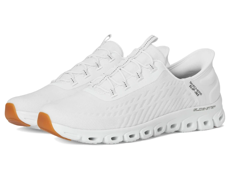 Skechers Glide Step Slip in Womens Trainers 3 UK White Tex - Image 1