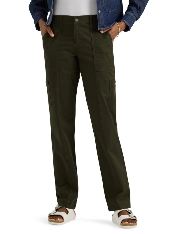 Lee Women's Ultra Lux Comfort with Flex-to-go Utility Pant, Dark Olive Night, 16 US