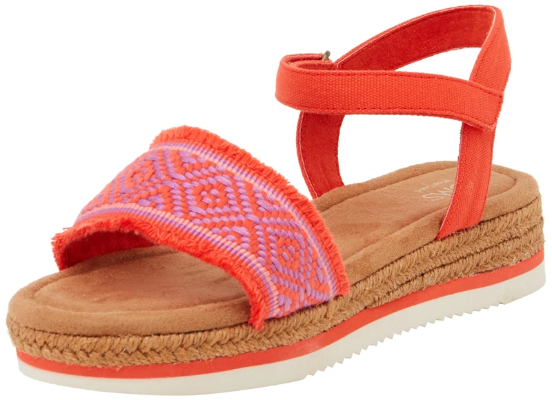 TOMS Girls Diana Wedge Sandal, Red, 1 UK