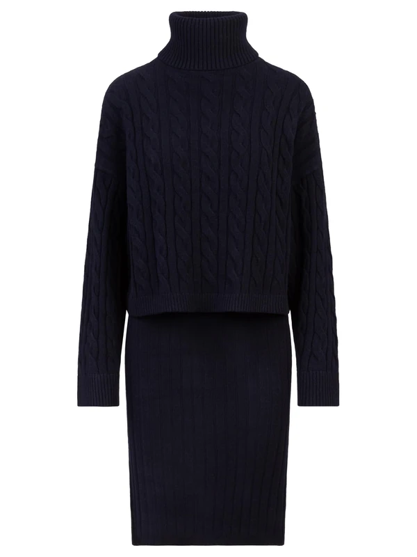 APART Fashion Women's Apart Strick-Set aus Einem Ärmllosen Kleid und Dress, Midnight Blue, 20