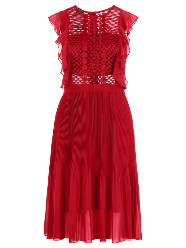 APART Fashion Women's Apart Cocktailkleid Kleid aus Semitransparentem Cocktail Dress, red, 16