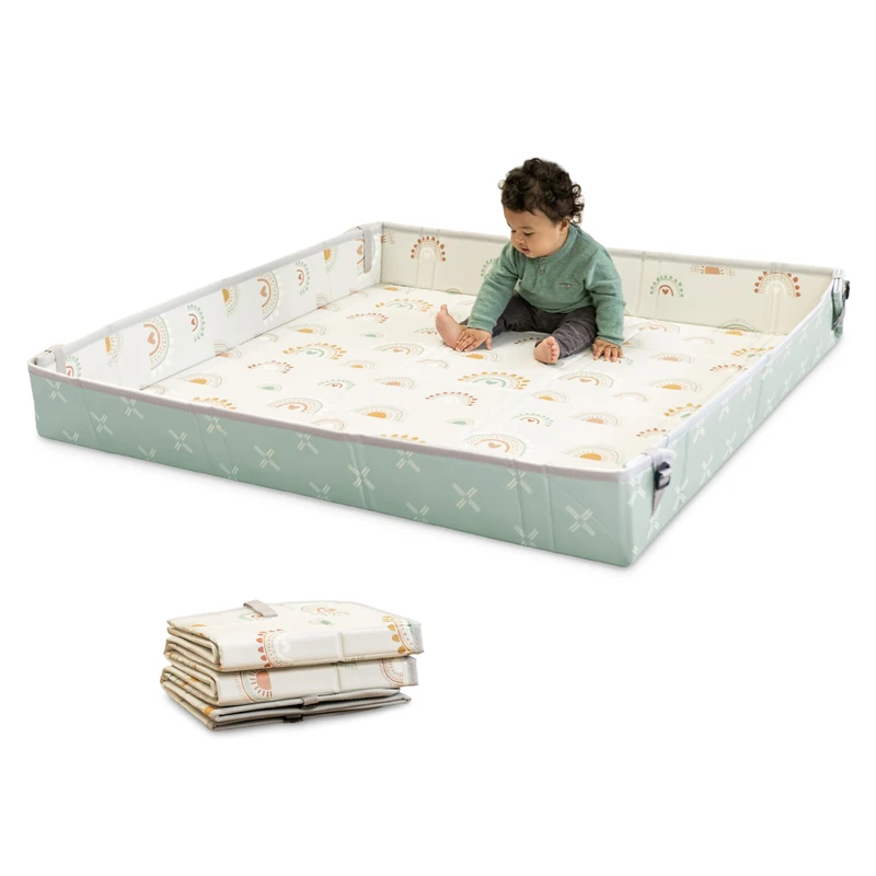 Infantino Foldable Soft Foam Play Mat, Baby Play Mat for Tummy Time & Floor Play, Lightweight, Easy to Store, Wipeable, Rainbows