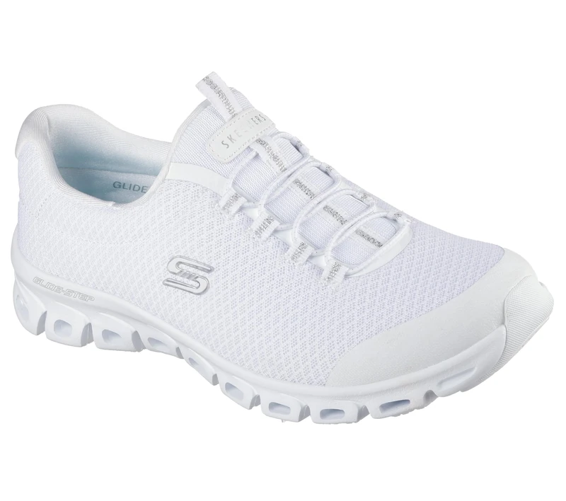 Skechers Women's Glide-Step-Resilience Sneaker, White/Silver, 6.5 UK