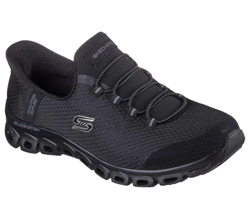 Skechers Women's Glide-Step Pursuit Slip-On Sneakers, Black Mesh, 6.5 UK