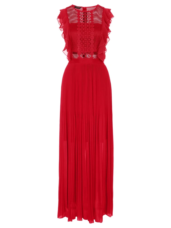 APART Fashion Women's Apart Abendkleid Kleid aus Semitransparentem Formal Night Out Dress, red, 14