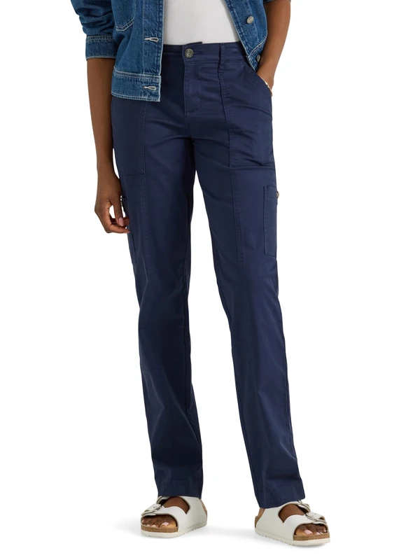 Lee Women's Ultra Lux Comfort with Flex-to-go Utility Pant, Mood Indigo, 18 US