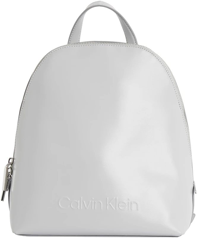 Calvin Klein Women’s Elegant Embossed Round Backpack, Grey (Mirage Gray), One Size