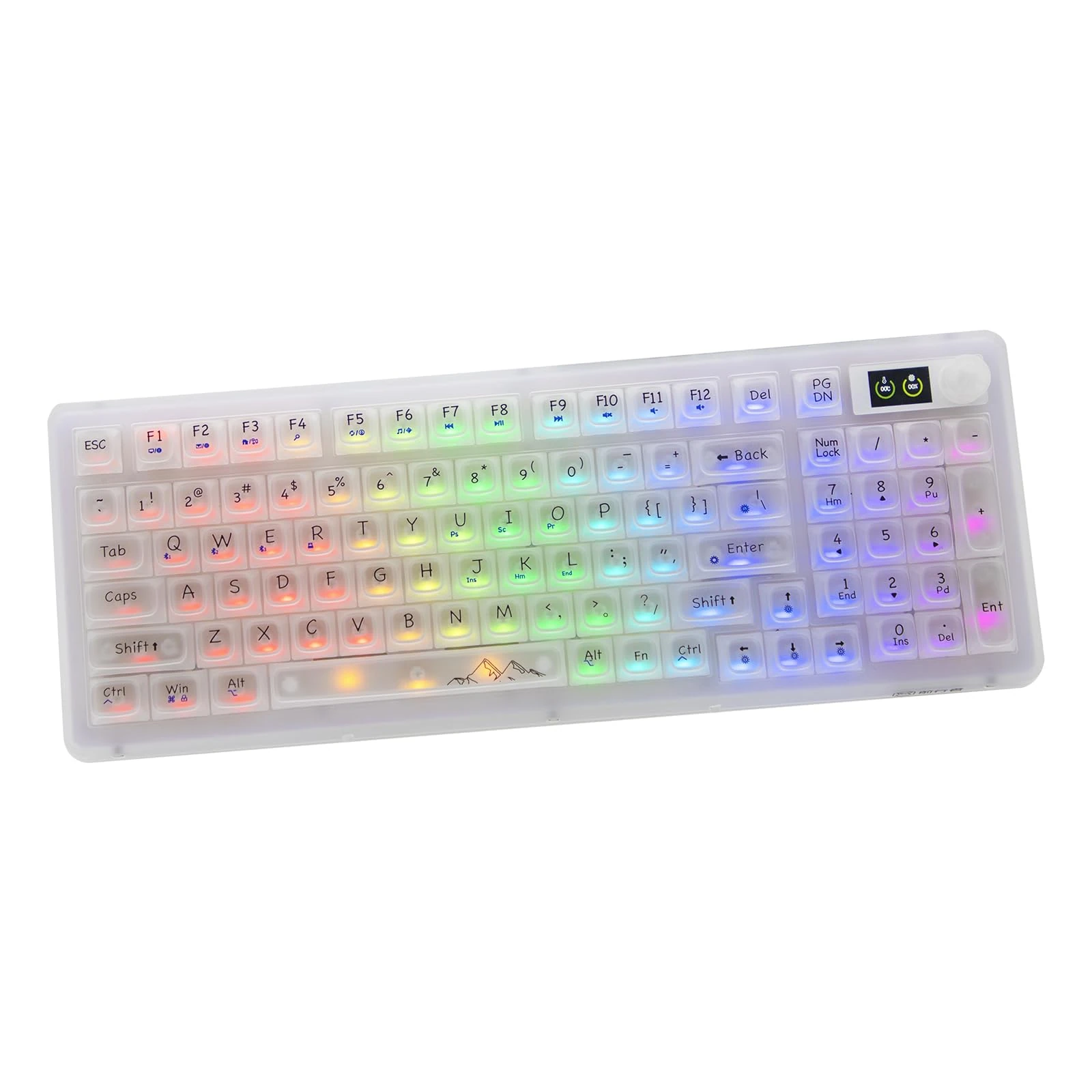Odpaltoy V99 Hot Swappable Transparent Mechanical Keyboard with OLED Display,98 Keys RGB Custom Gaming Gasket Structures with BT5.1/2.4G/USB-C for Windows/Mac,Pioneer V1 Satellite Axis