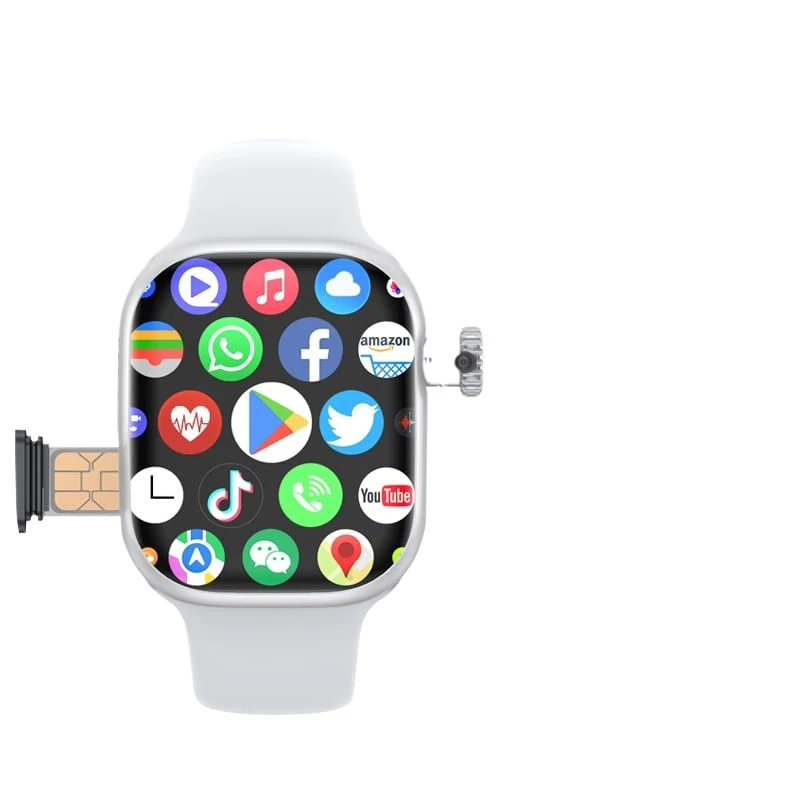 2024 CD99 AMOLED Smart Watch Men Women 4G SIM Card Wifi Cellular GPS NFC Smartwatch Series 9 Android 8.1 Rotating Camera Sport Watch (Eurasian Silver,4+64G)