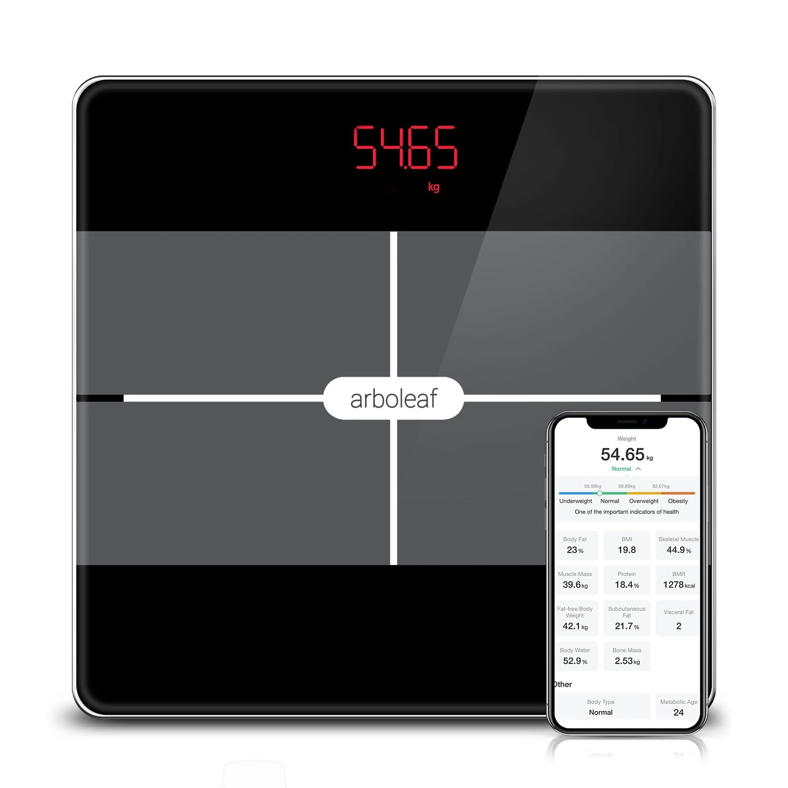 Smart Bathroom Scales for Body Weight, arboleaf Digital Weighing Scales Bluetooth Body Fat Scales with 13 Body Composition Analyzer, Weight Scales for BMI, Muscle Mass Track, 396lb/180kg