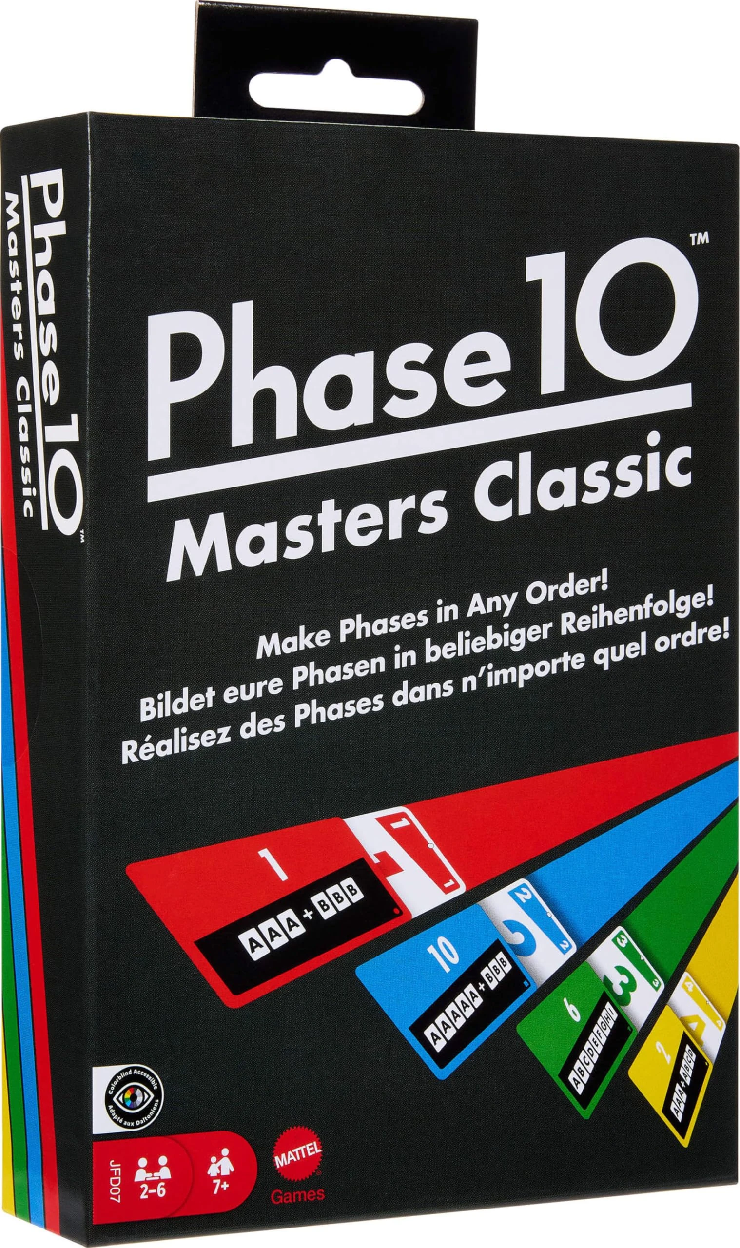Mattel Games Phase 10 Masters Classic Card Game including 60 Phase Target Cards That Can Be Played in Any Order for 2 to 6 Players, JFD07