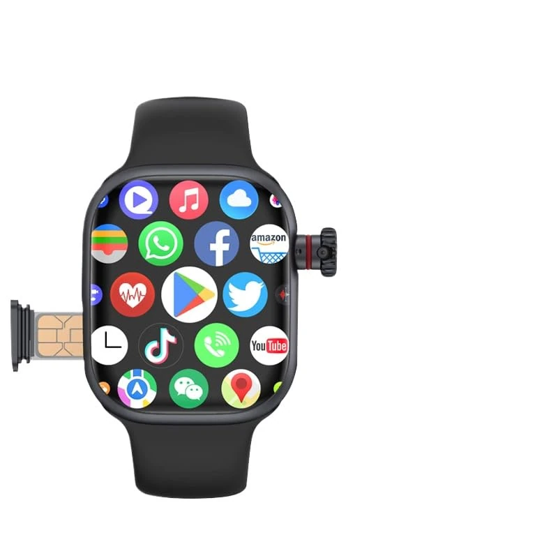 2024 CD99 AMOLED Smart Watch Men Women 4G SIM Card Wifi Cellular GPS NFC Smartwatch Series 9 Android 8.1 Rotating Camera Sport Watch (Eurasian Black,4+64G)